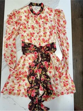 hemant and nandita della mini dress HEMANT & NANDITA | Dresses | Hemant And Nandita Della Mini Dress Floral  Womens Size Xs Satin Waist Tie